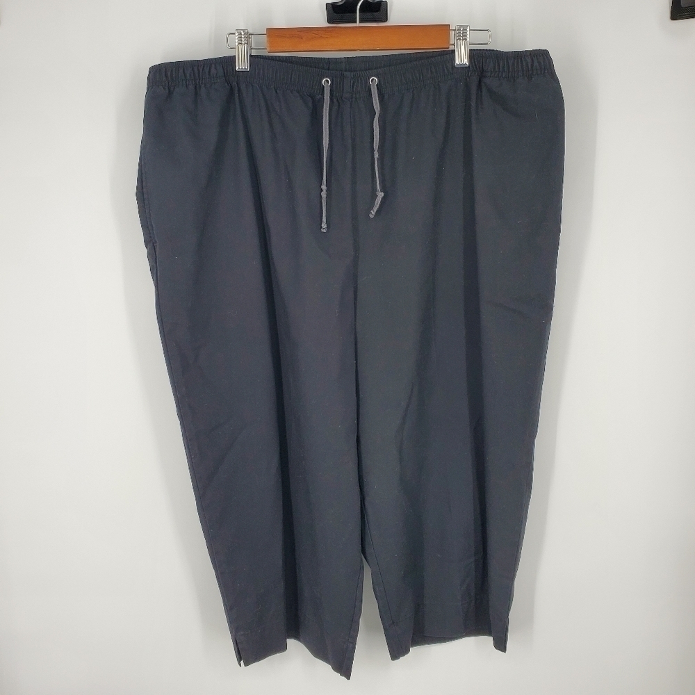 Karen Scott Sport Womens Black Drawstring Woven Capris 2X Pants